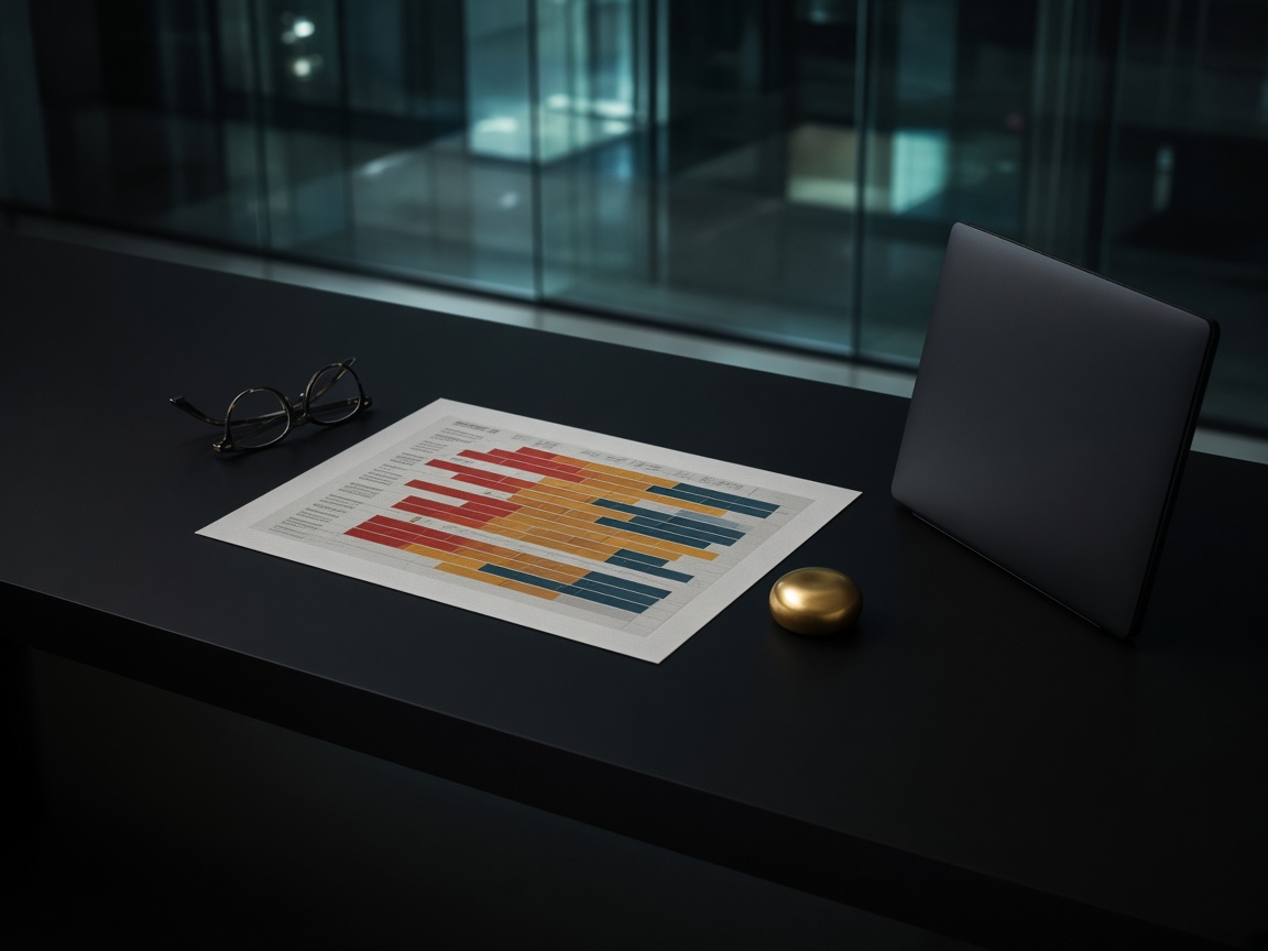 Printed assessment table with severity bars next to a laptop