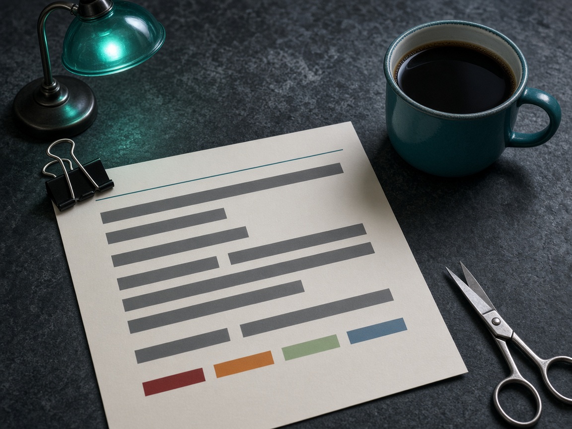 Redacted sample report with a teal hairline and severity bars