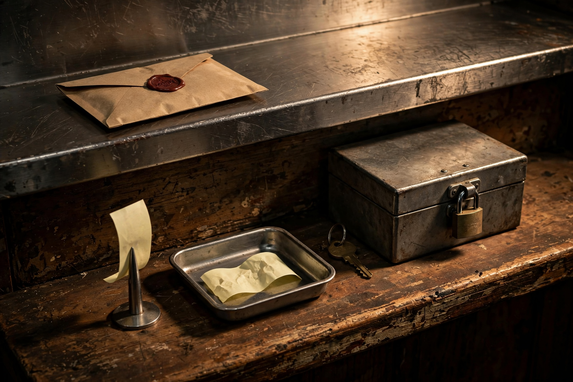 Stripe webhook security review at a restaurant pass, with a wax-sealed payout pouch, a locked cash box and unmatched key, and one order spike under tungsten light.